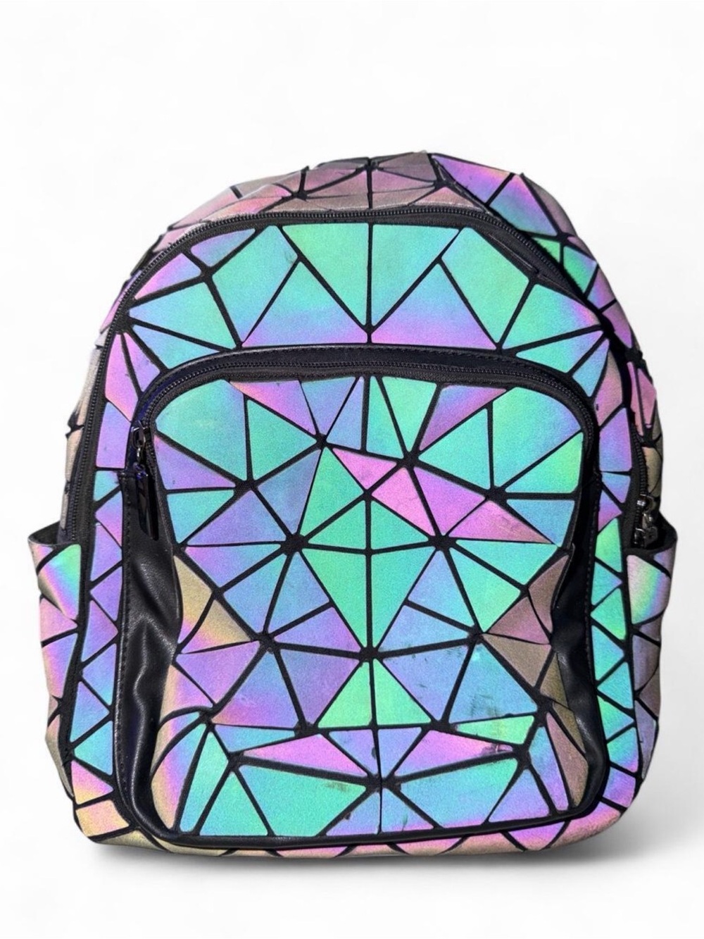 Reflective Geometric Backpack + Matching Wallet